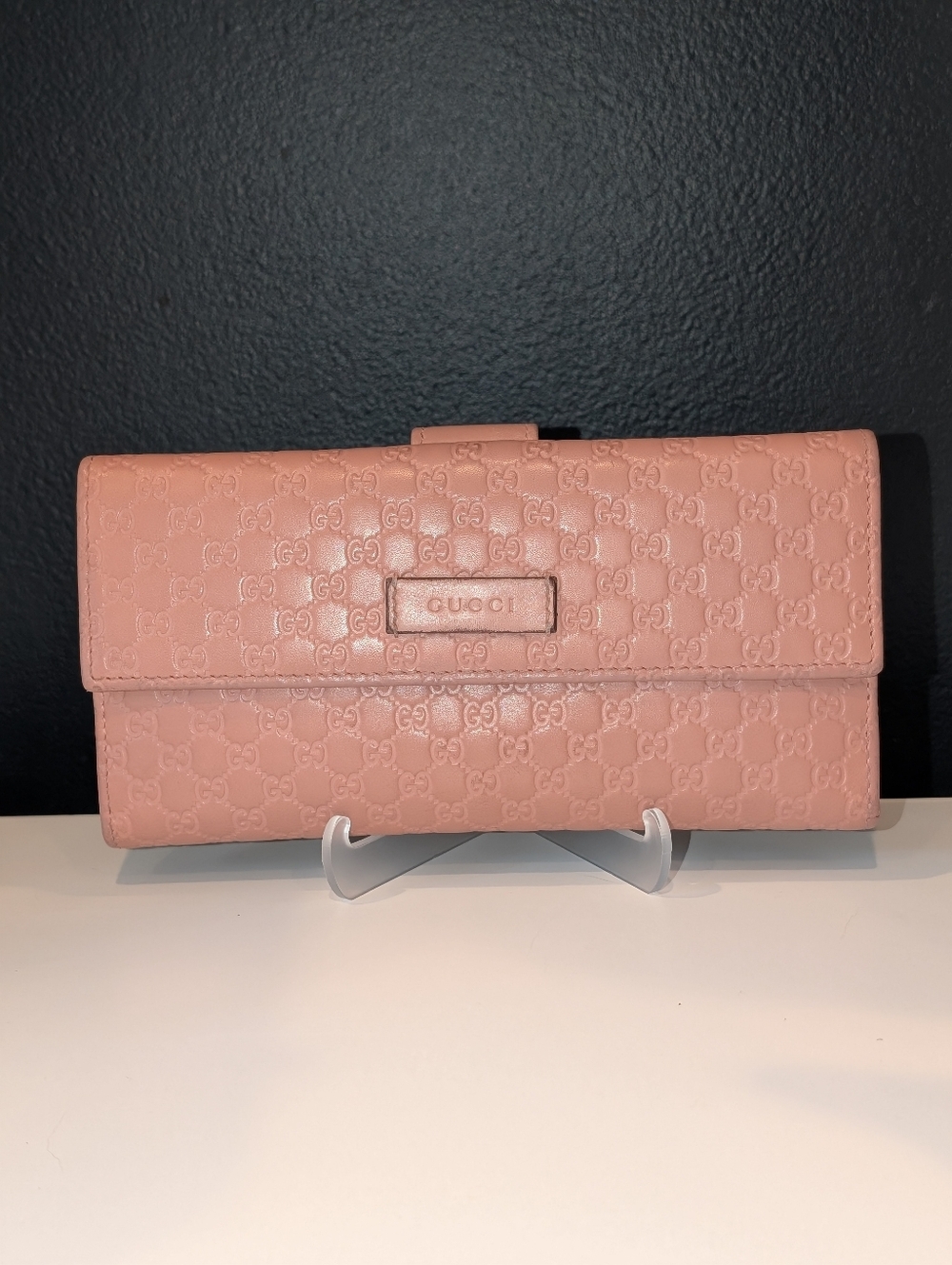 Gucci Micro Guccissima Monogram Long Wallet with Flap Closure